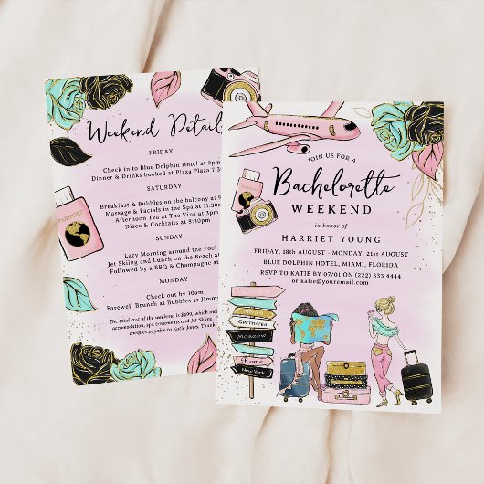 Invitation Week-end de célibataire tendance fille