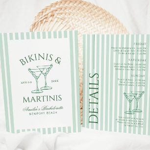 Invitation Week-end de célibataire vert Bikinis & Martinis