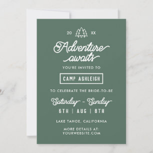 Invitation Week-end de fête de bachelorette de camp dans les