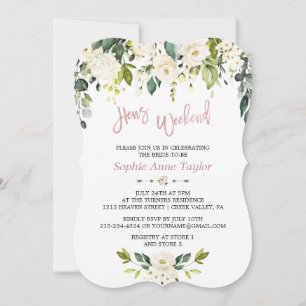 Invitation Week-end de fête de Bachelorette en or rose et fle