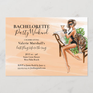 Invitation Week-end de fête de Bachelorette Glam Leopard