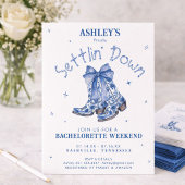 Invitation Week-end de fête de jeune fille en bleu