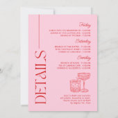 Invitation Week-end de Fiançailles Rouge et Rose (Dos)