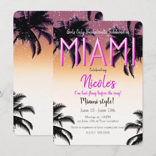 Invitation Week-end de filles à Miami pour l'enterrement de v (Devant / Derrière)