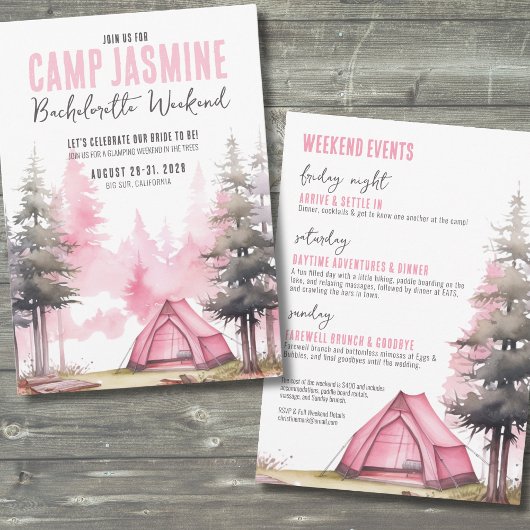 Invitation Week-end de filles au camp de vacances Enterrement