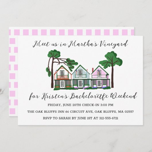 Invitation Week-end de filles célibataires à Martha's Vineyar (Devant / Derrière)