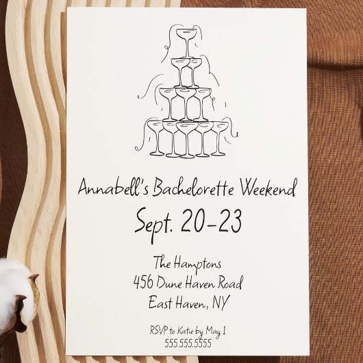 Invitation Week-end de la soirée Champagne Bachelorette