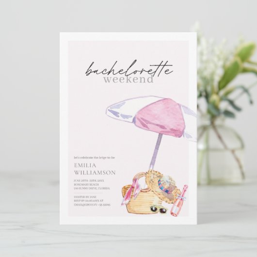 Invitation Week-end de la soirée de Bachelorette de Pink Beac (Debout devant)