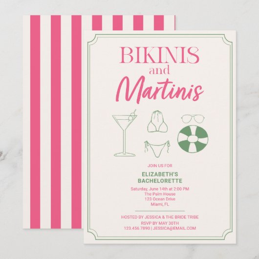 Invitation Week-end d'enterrement avec Bikinis et Martinis (Devant / Derrière)