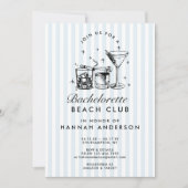 Invitation Week-end d'enterrement de vie de jeune fille bleu  (Devant)