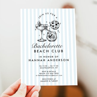 Invitation Week-end d'enterrement de vie de jeune fille bleu