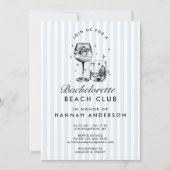 Invitation Week-end d'enterrement de vie de jeune fille bleu  (Devant)