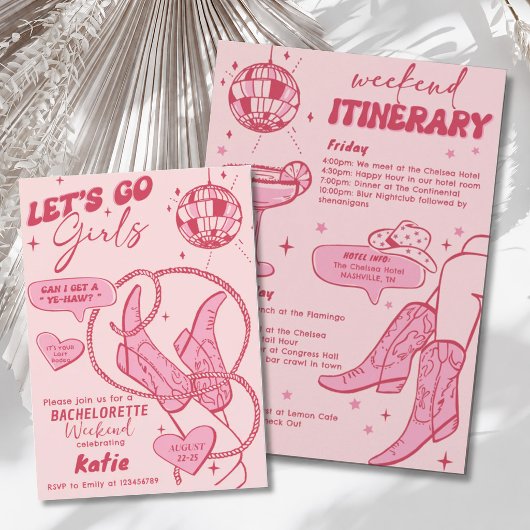 Invitation Week-end d'enterrement de vie de jeune fille Disco