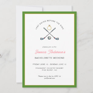 Invitation Week-end d'enterrement de vie de jeune fille Golf