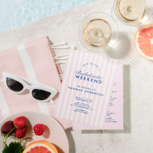 Invitation Week-end d'enterrement de vie de jeune fille Rose 