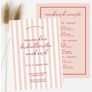Invitation Week-end d'enterrement de vie de jeune fille rose