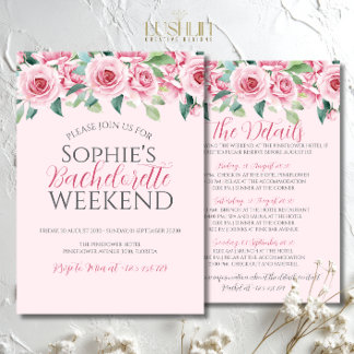Invitation Week-end d'enterrement de vie de jeune fille Roses