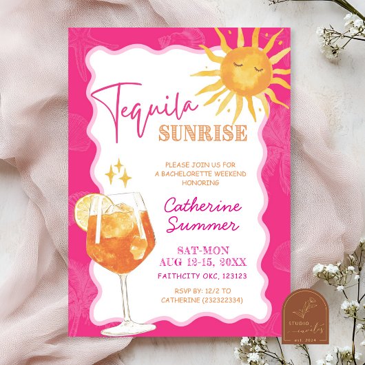 Invitation Week-end d'été Tequila Sunrise Bachelorette