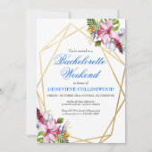 Invitation Week-end élégant de bleu tropical pour l'enterreme (Devant)