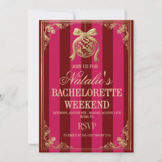 Invitation Week-end Enterrement de Vie de Jeune Fille Rose Ré