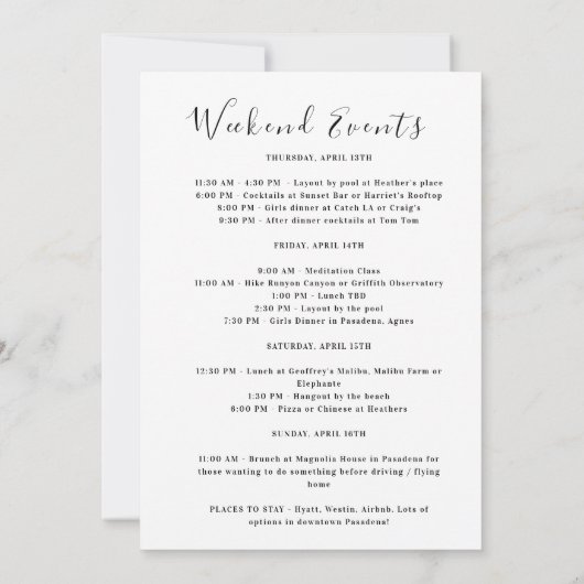 Invitation Week-end entre filles à Los Angeles pour enterreme (Dos)