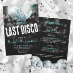 Invitation Week-end entre filles Dernière disco Enterrement d<br><div class="desc">Célébrez la dernière disco de la future mariée avant le mariage ! Une invitation amusante et funky avec une boule à facettes à l'aquarelle, un fond noir scintillant et une typographie grasse pour un accent ludique. Vous pouvez changer toutes les couleurs du texte pour la personnaliser. Que vous vous dirigiez...</div>