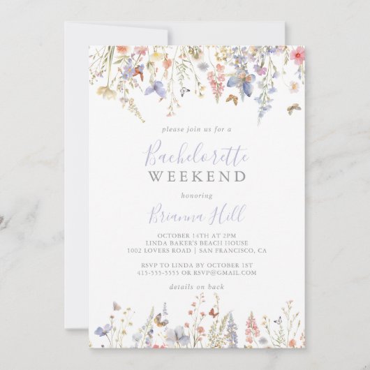 Invitation Week-end été Fleur sauvage multicolore (Devant)