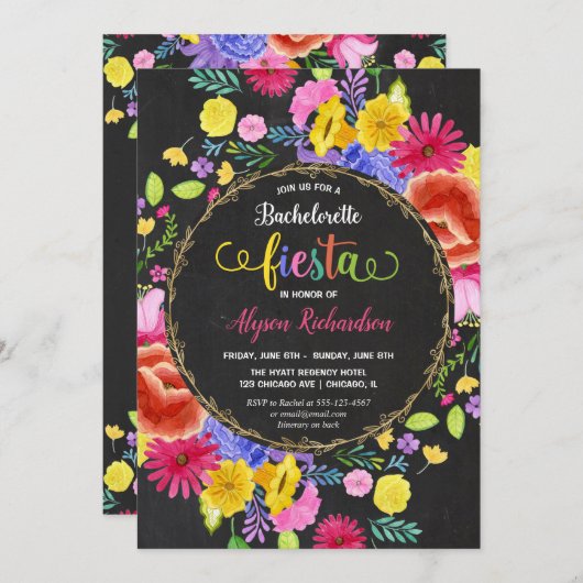 Invitation Week-end Fiesta Bachelorette (Devant / Derrière)