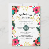 Invitation Week-end Floral Rose Turquoise (Devant)