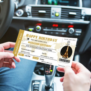 Invitation Week-end Getaway Anniversaire Passe-pension Ticket