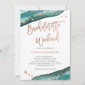 Invitation Week-end Gold Geode turquoise et Rose (Devant)