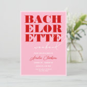 Invitation Week-end Gras Rose & Rouge Bachelorette (Debout devant)