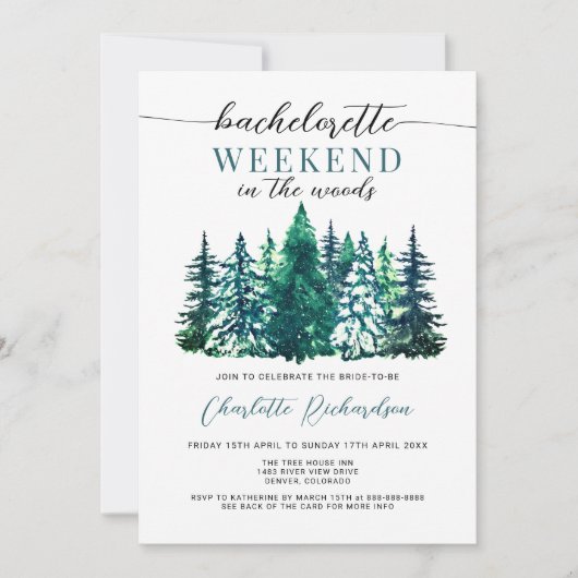 Invitation Week-End Moderne Dans Le Bois Bachelorette Party I (Devant)