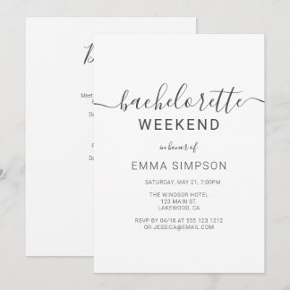 Invitation Week-end moderne simple Bachelorette