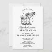 Invitation Week-end noir cocktail rétro de Bachelorette perso (Devant)