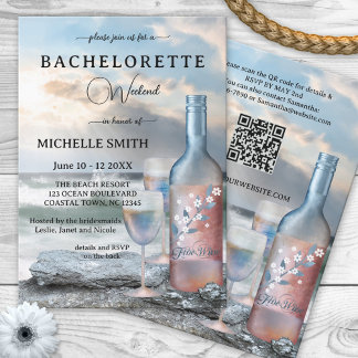 Invitation Week-end plage et vin Bachelorette