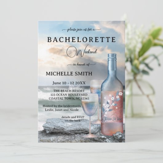 Invitation Week-end plage et vin Bachelorette (Debout devant)