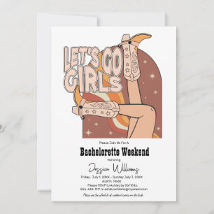 Invitation Week-end Retro Pastel Rodeo Rose Bachelorette