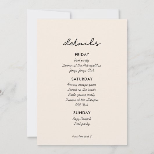 Invitation Week-end simple Bachelorette (Dos)