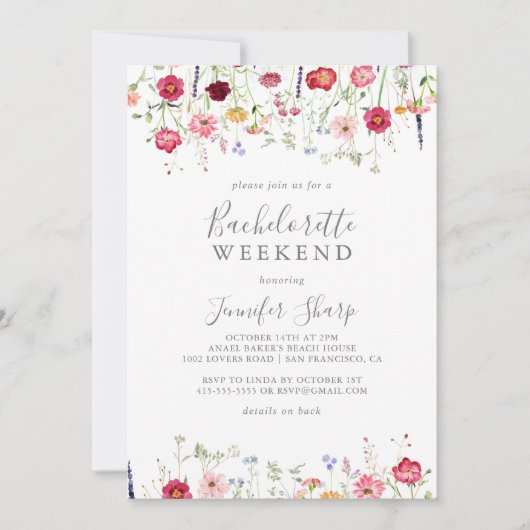 Invitation Week-end simple Fleur sauvage multicolore (Devant)