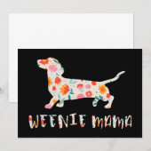 Invitation Weenie Mama Dachshund floral (Devant / Derrière)