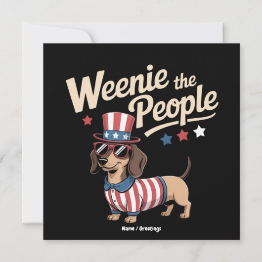 Invitation Weenie The People Funny Dachshund Lover 4 Juillet (Devant)