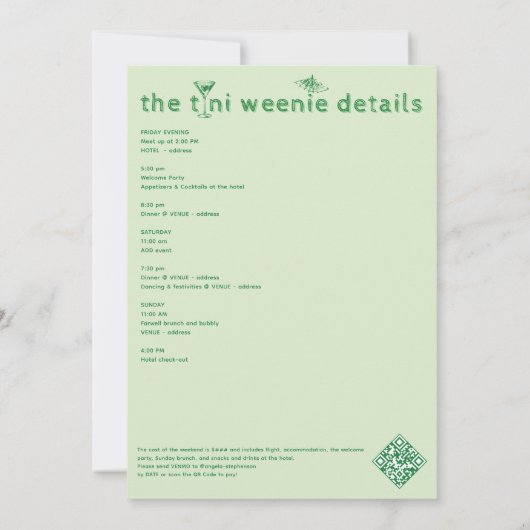 Invitation Weenies & Tinies Martini Bachelorette Bach Week-en (Dos)