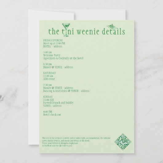 Invitation Weenies & Tinies Martini Bachelorette Bach Week-en (Dos)