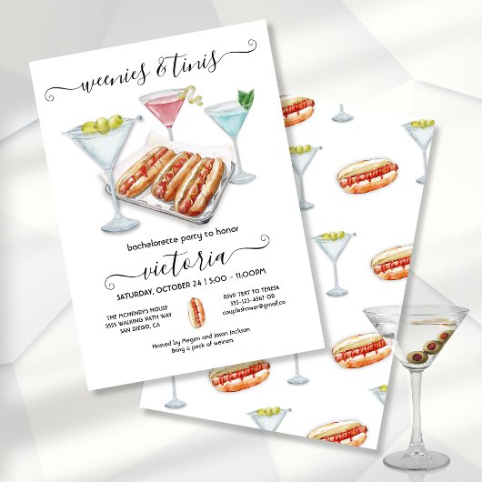 Invitation Weenies & Tinis Bachelorette Anniversaire