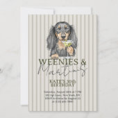 Invitation Weenies tirés à la main et Martinis Dachshund (Devant)