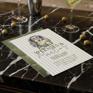 Invitation Weenies tirés à la main et Martinis Dachshund