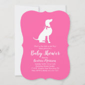 Invitation Weimaraner Chien Baby shower fille rose (Devant)