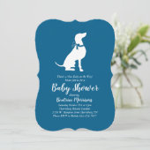 Invitation Weimaraner Chien Baby shower Garçon bleu (Debout devant)