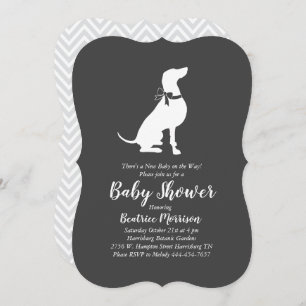 Invitation Weimaraner Chien Baby shower genre neutre